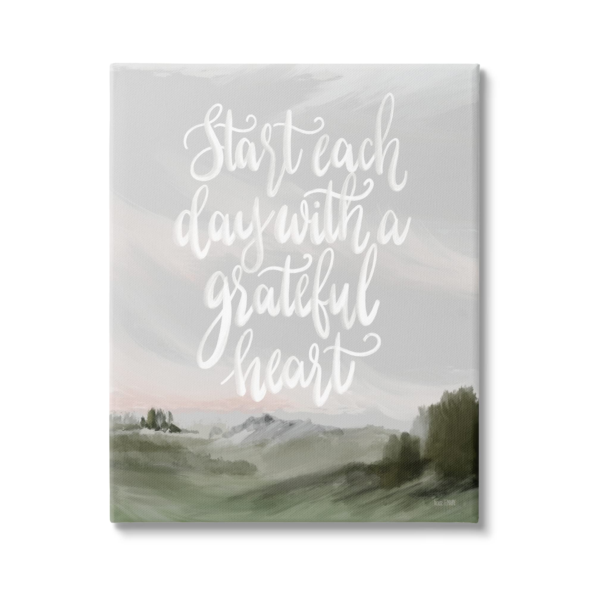 Stupell Industries 'Start Day with Grateful Heart' Countryside Landscape Canvas Wall Art - Farmhouse Painting by House Fenway - Perfect for Living Room, Bedroom & Home Office Decor