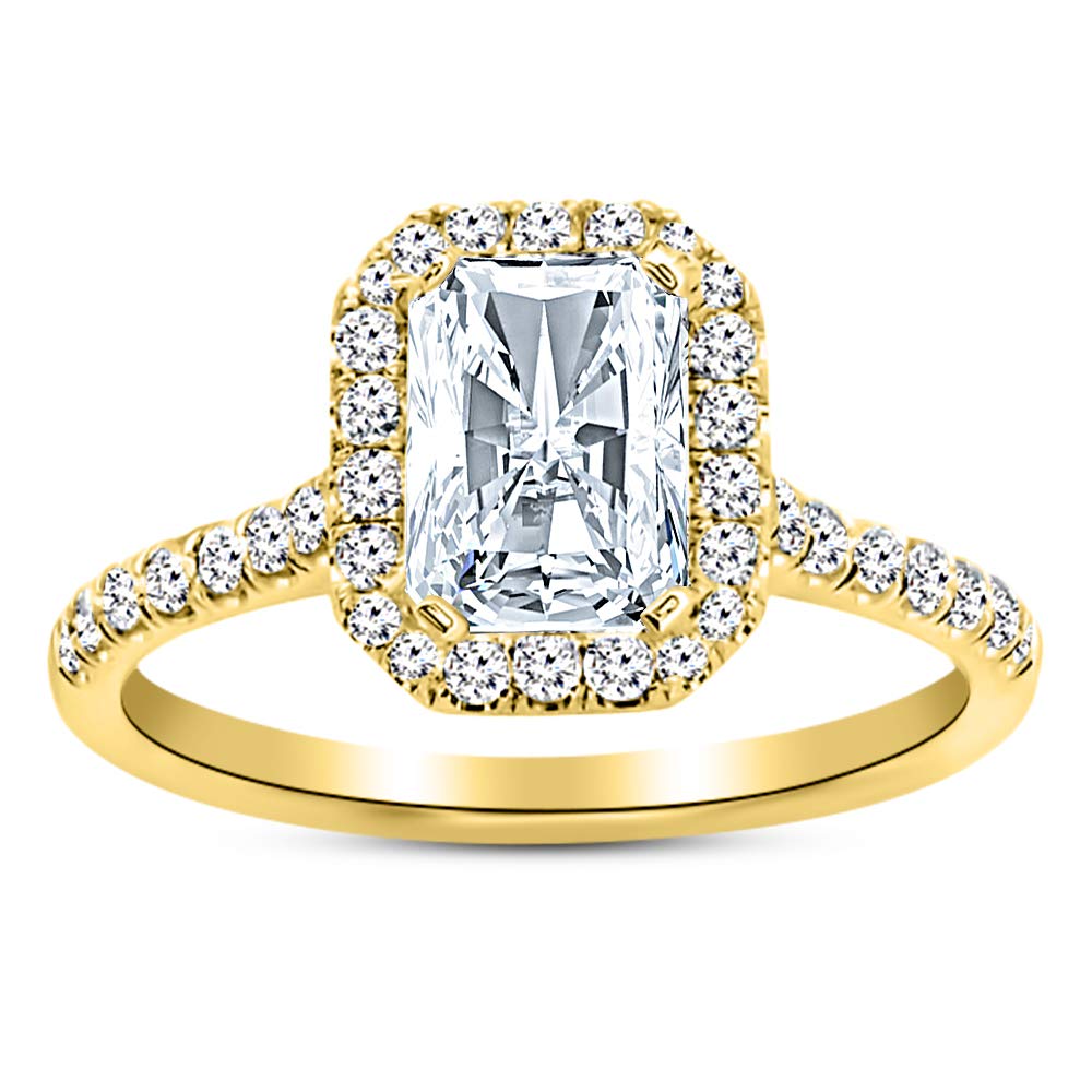 2 Carat Total Weight 14K White Gold Single Classic Halo GIA Certified Radiant Cut Diamond Engagement Ring (1.5 Ct Center, G-H Color, VS1-VS2 Clarity) - Perfect for Proposals, Anniversaries & Wedding Bands
