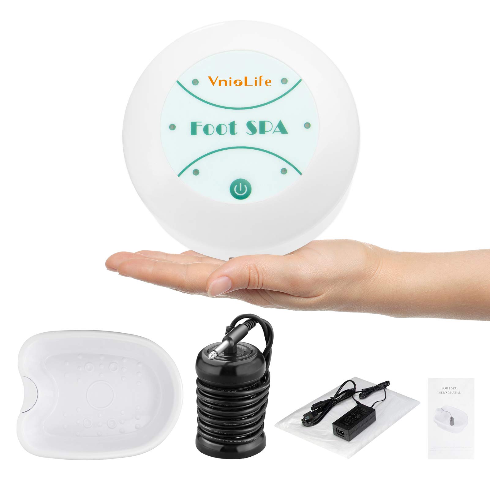 WL VnioLife Ionic Foot Bath Detox Machine with Bag - Portable Detox Foot Spa System for Home & Salon Use | Ion Cleanse Therapy with 100 Liners & Replacement Arrays | Perfect for Relaxation, Detox & Foot Care