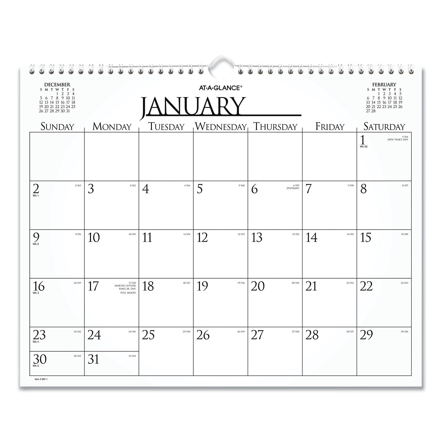 AT A GLANCE® 2025 Business Monthly Wall Calendar - 15 x 12 Inches, White/Black Sheets, January to December | Perfect for Office, Home & School Organization