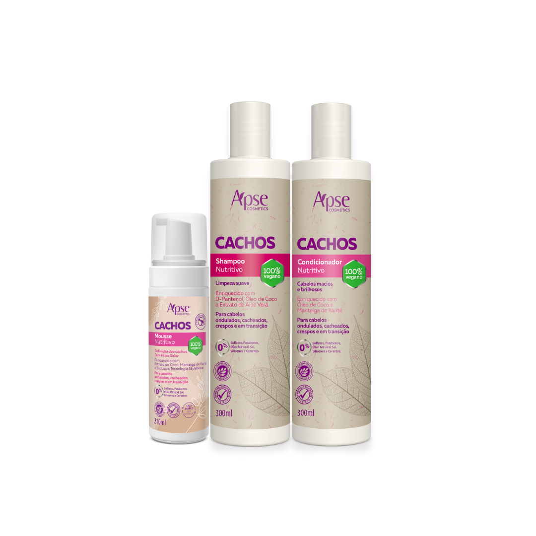 Apse Cosmetics Curly Hair Care Kit - Hydrating Shampoo, Nourishing Conditioner & Volumizing Mousse (3-Piece Set) for Defined Curls & Frizz Control | Perfect for Daily Curly Hair Routine & Salon-Quality Results at Home