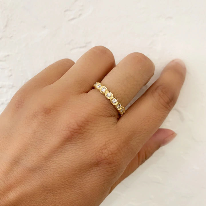 Eva Diamond Band Ring for Women - Elegant Stackable Wedding & Anniversary Jewelry Gift - Perfect for Everyday Wear & Special Occasions