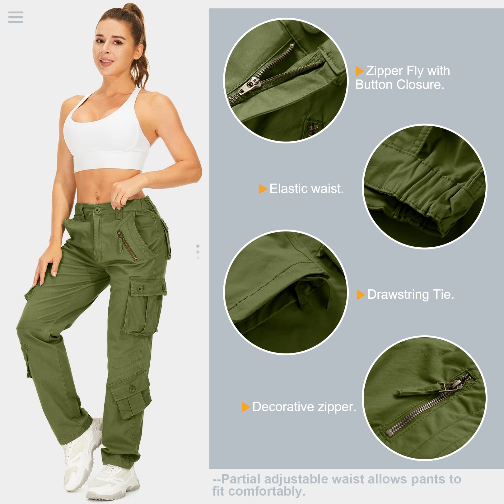 Alfiudad Women's Cargo Pants with Multiple Pockets - Tactical Military Hiking Work Pants for Outdoor, Casual & Combat Use - Perfect for Hiking, Camping, Workwear & Everyday Wear