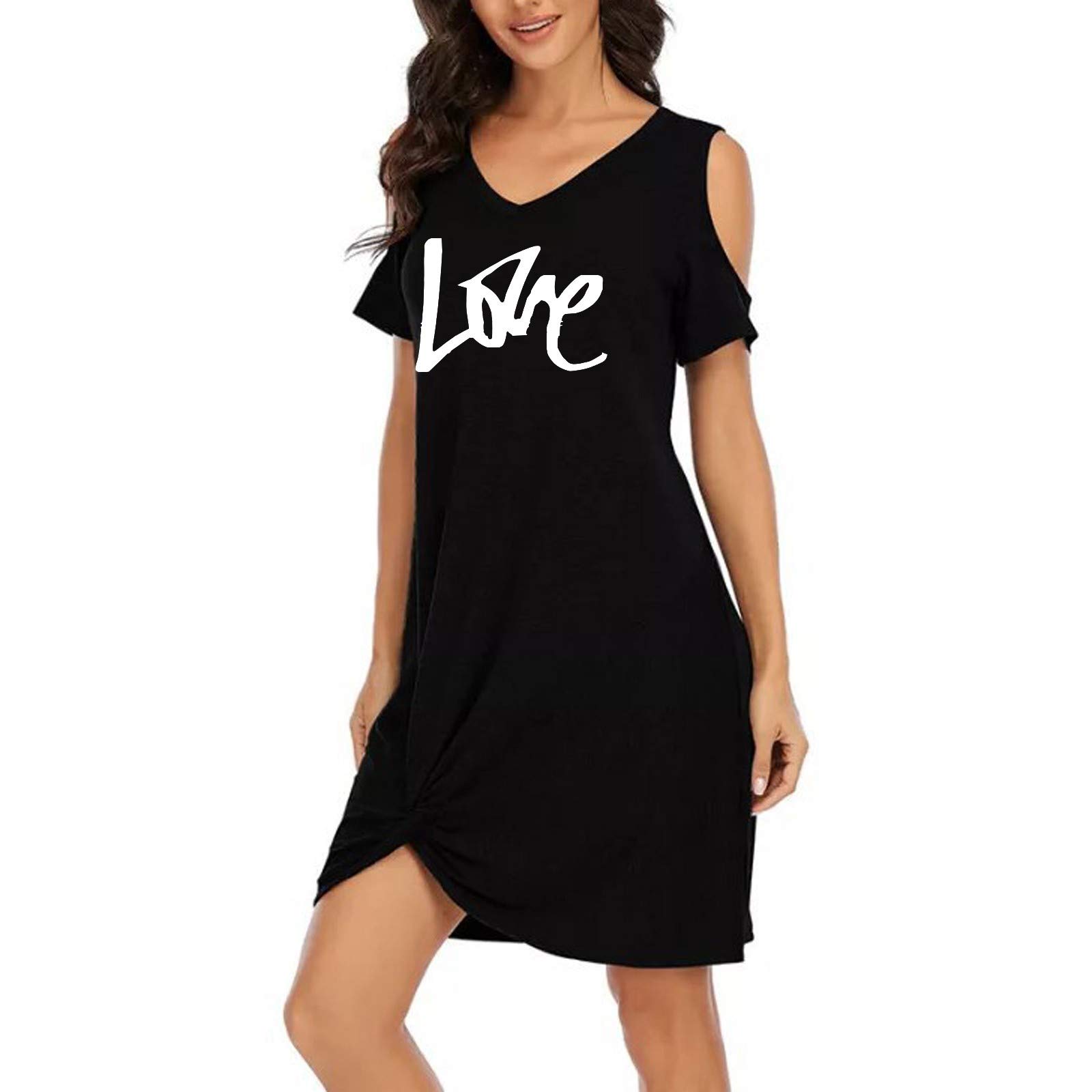 Elegant Cold Shoulder Summer Dress for Women - Flowy Maternity Sundress & Comfy Midi Dress | Perfect for Beach Vacations, Date Nights & Maternity Wear