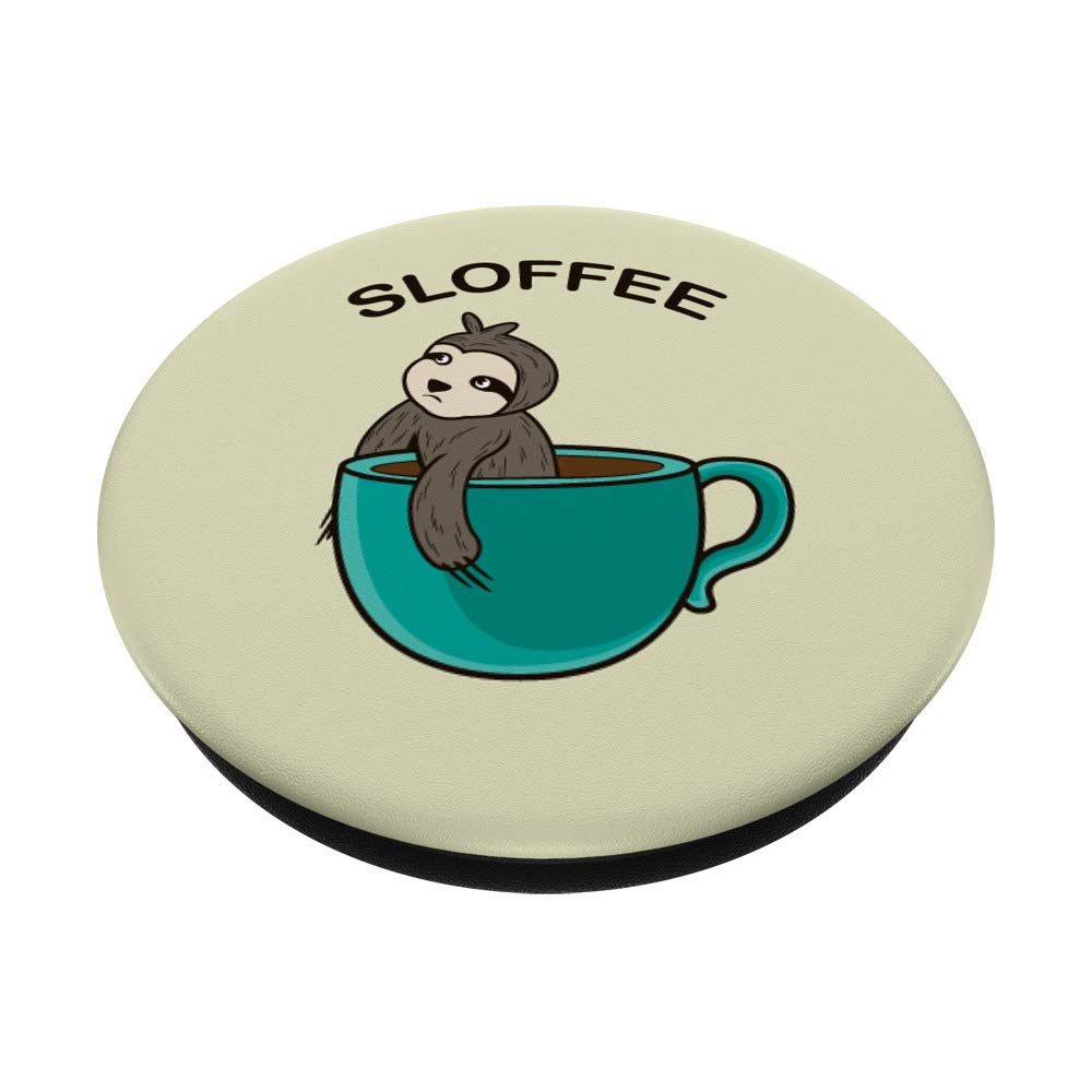 Sloffee Sloth Coffee Mug - Cute Coffee Lover Gift for Women & Men - Swappable PopGrip for Phones - Perfect for Office, Home & Gifts