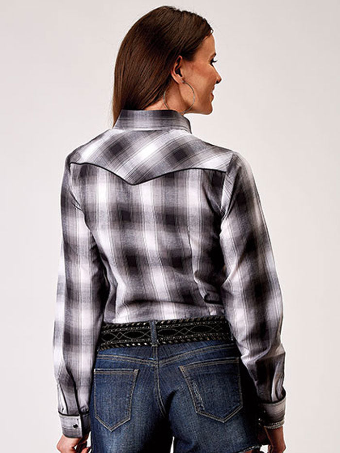 Roper Women's Long Sleeve Plaid Shirt - Black, Casual Button Down Flannel Shirt for Women | Perfect for Fall, Winter & Outdoor Activities