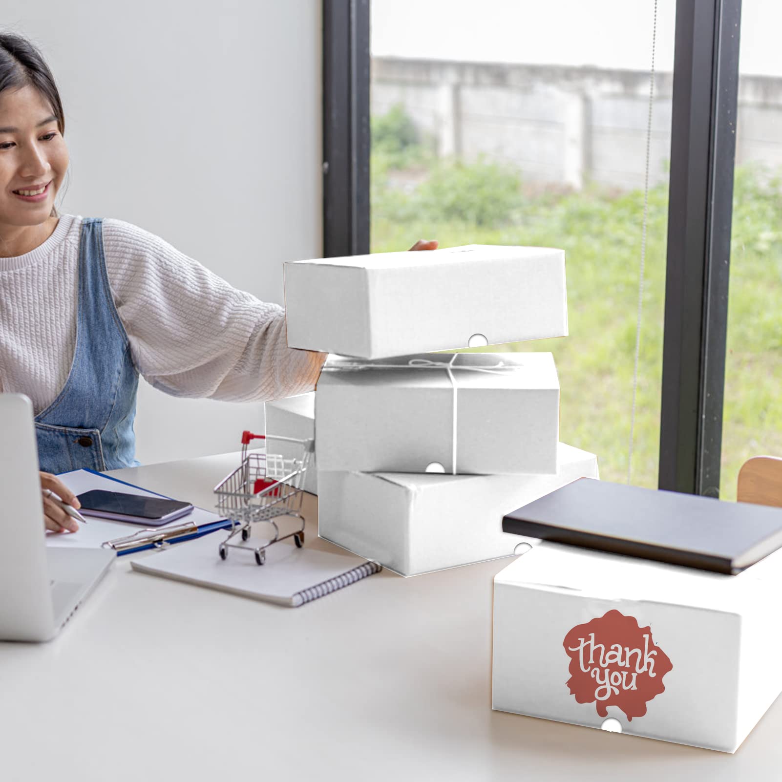 WIFTREY 50 Pack 7x5x4 Shipping Boxes - White Corrugated Mailers for Small Business & Ecommerce Shipping