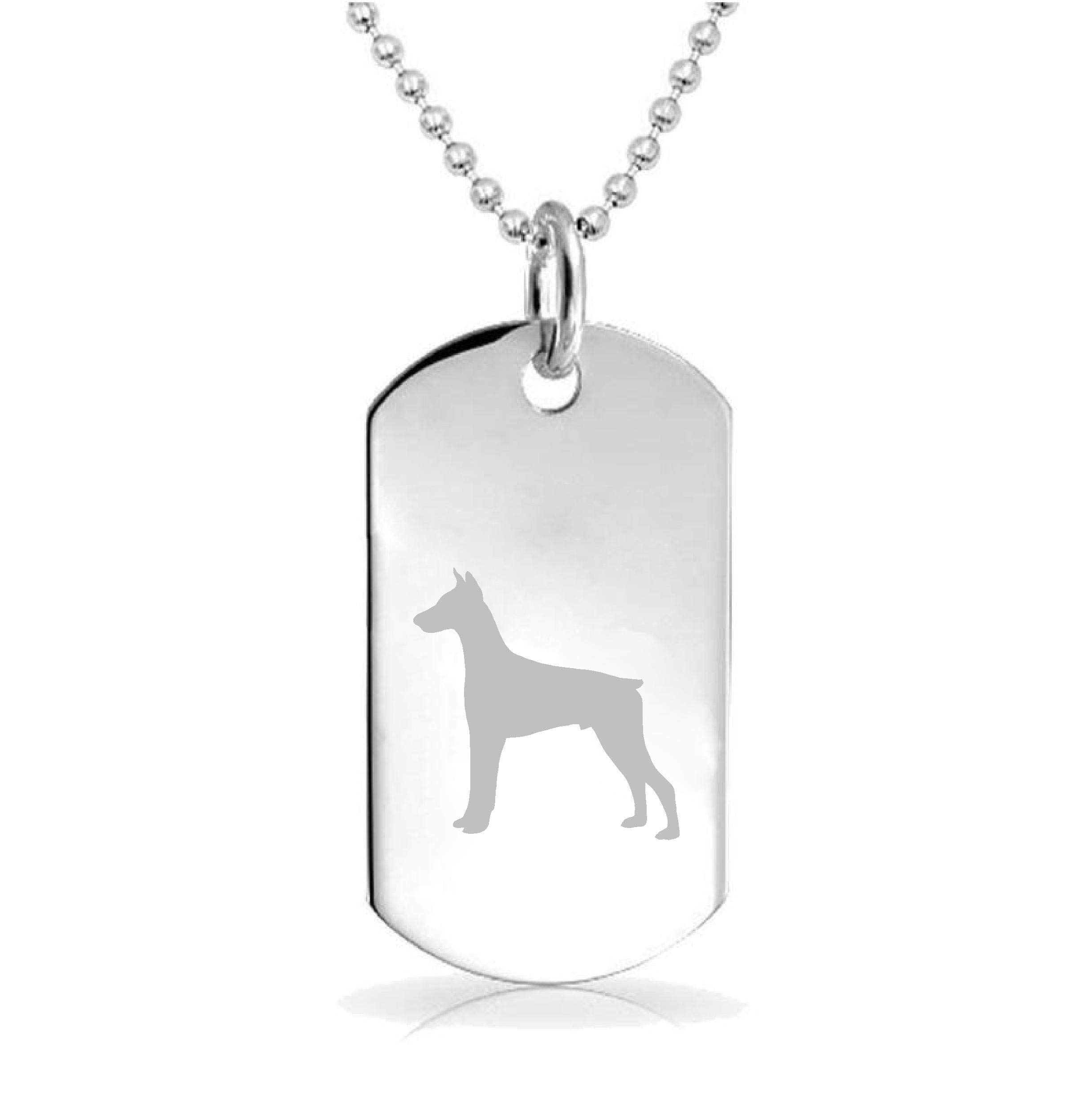 Custom Engraved Doberman Silhouette Dog Pendant Necklace - Personalized Pet Memorial Gift for Dog Lovers - Perfect for Keychains, Jewelry & Bag Charms (Ideal for Pet Owners, Memorial Keepsakes & Unique Gifts)