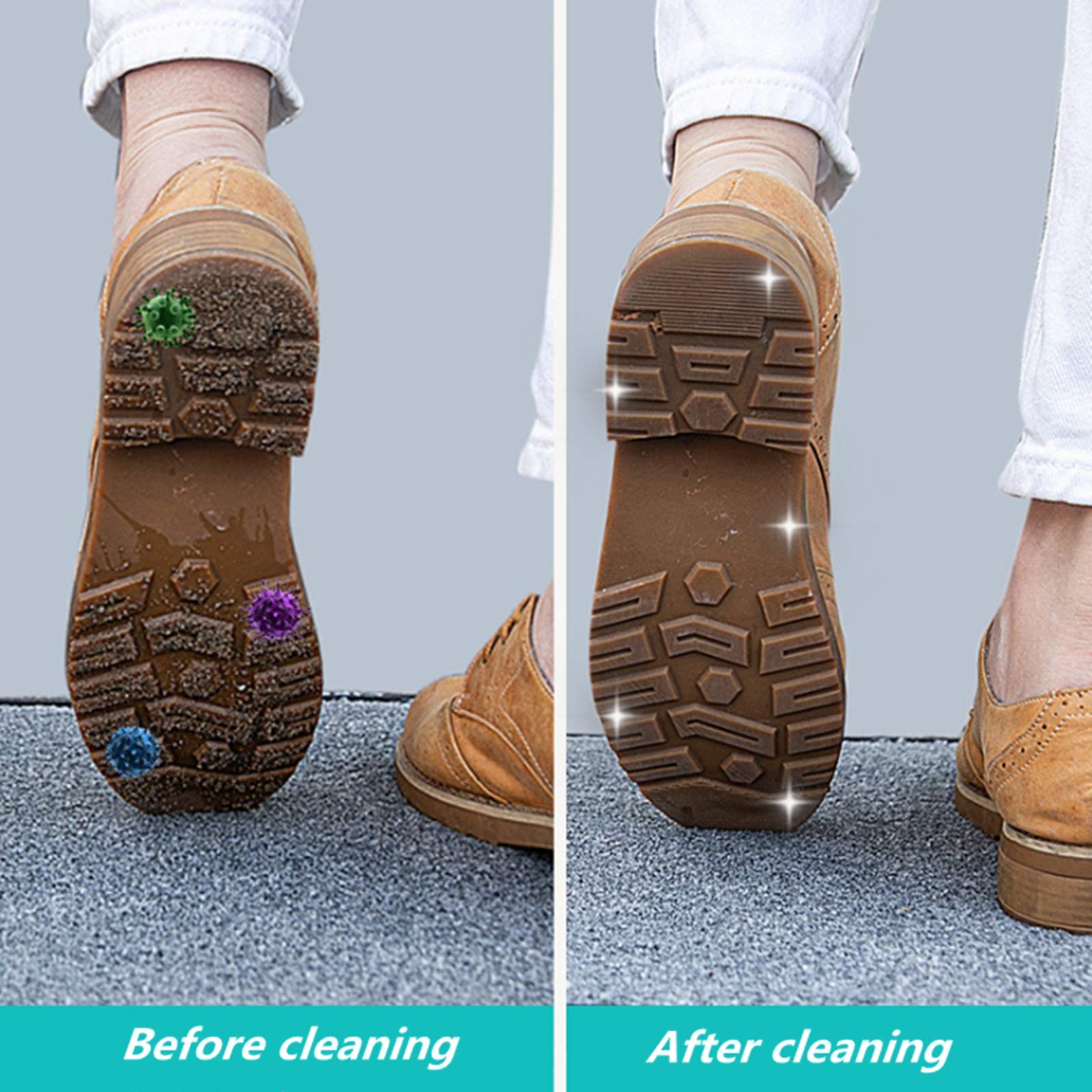 HAPYLY Disinfecting Floor Mat - Sanitizing Entrance Rug, Multi-Functional Shoe & Foot Bath Mat for Home, Hotel, Office - Non-Slip, Washable, Gray - Ideal for Entryways, Mudrooms & High-Traffic Areas