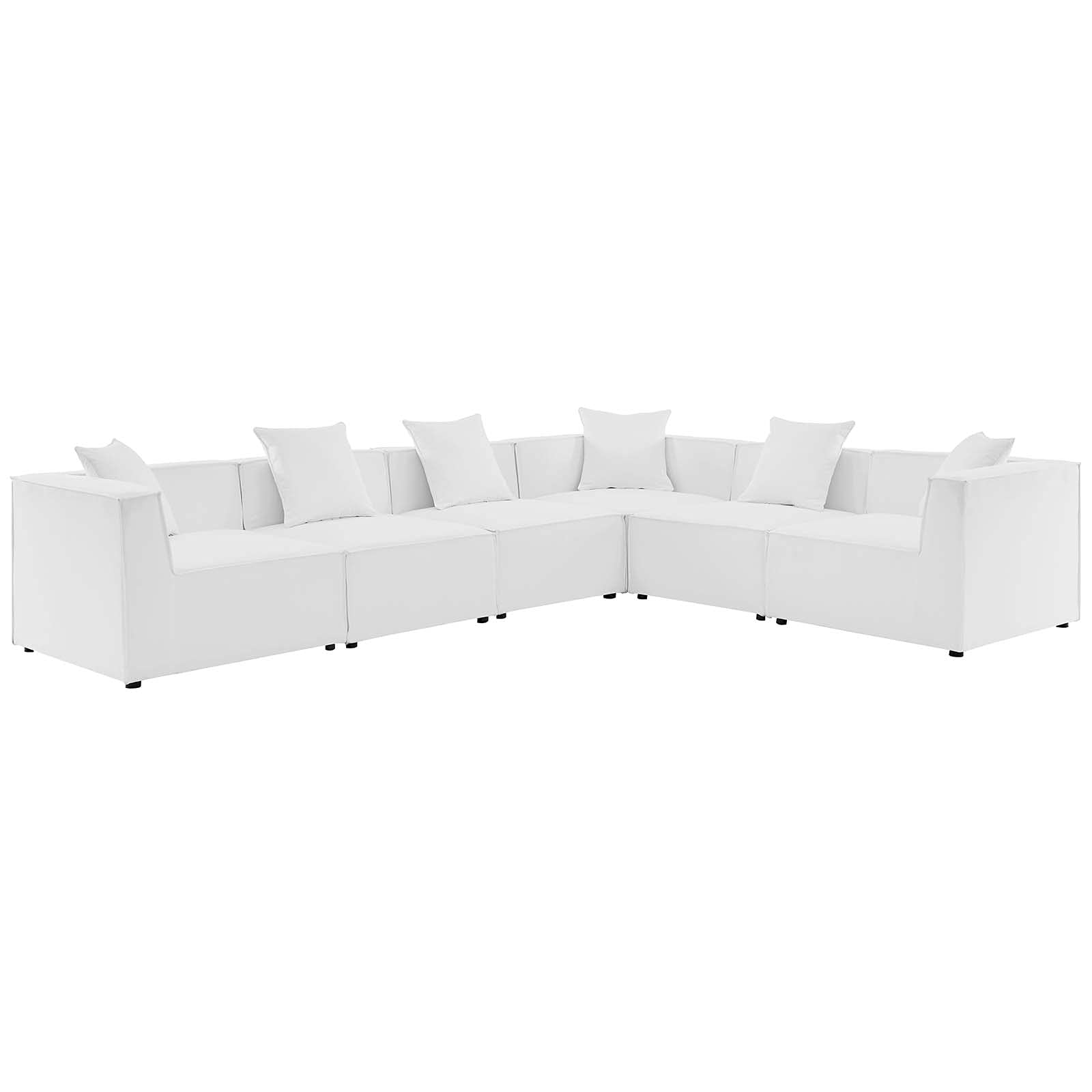 Modern White Fabric Lounge Sectional Sofa Set for Outdoor Patio, Balcony, Cafe, Bistro, Garden, Hotel, and Poolside Relaxation