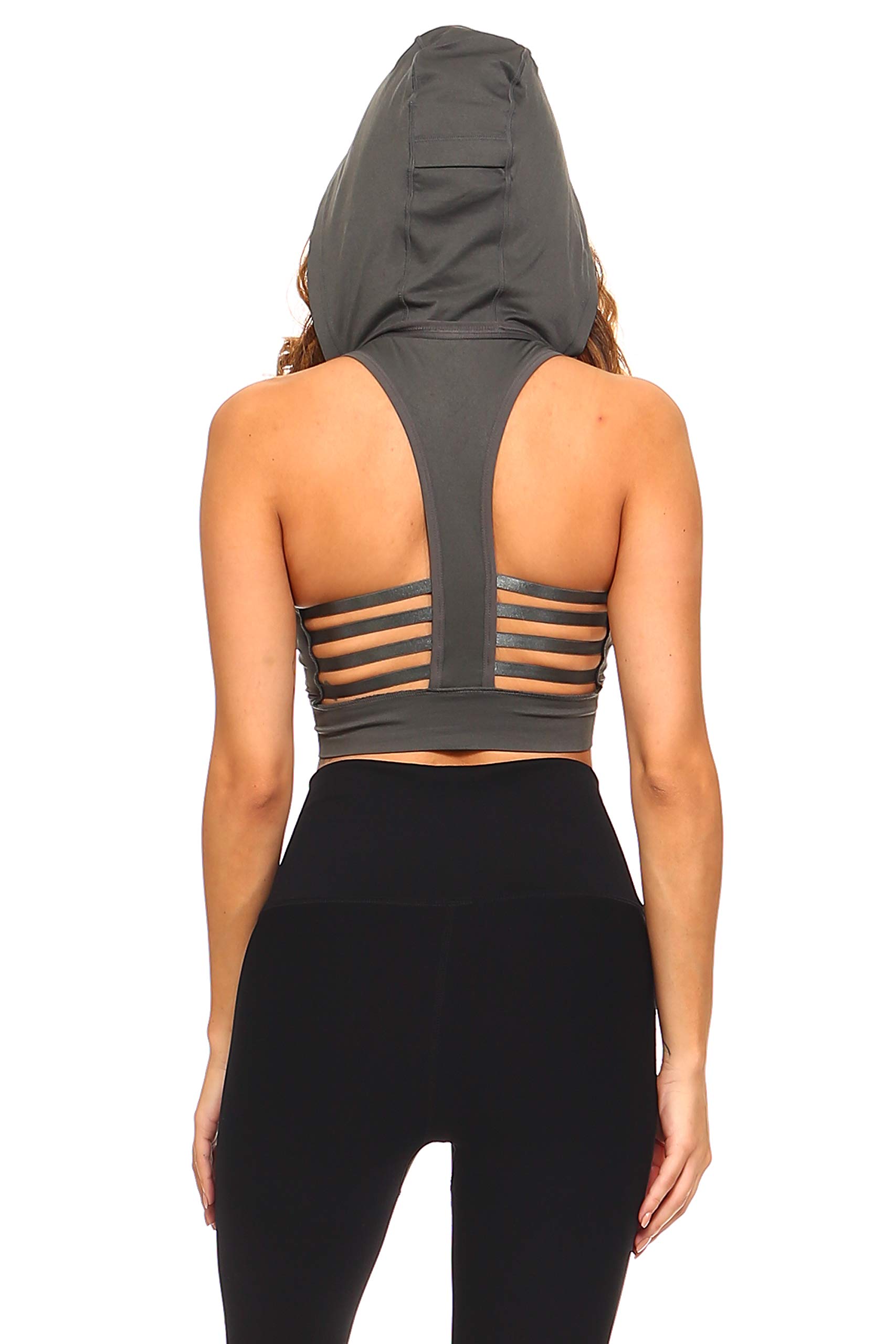 Women's Workout Sports Bra Hoodie - Strappy Active Bras & Seamless Crop Tops for Yoga, Running & Gym | Comfortable Athletic Wear