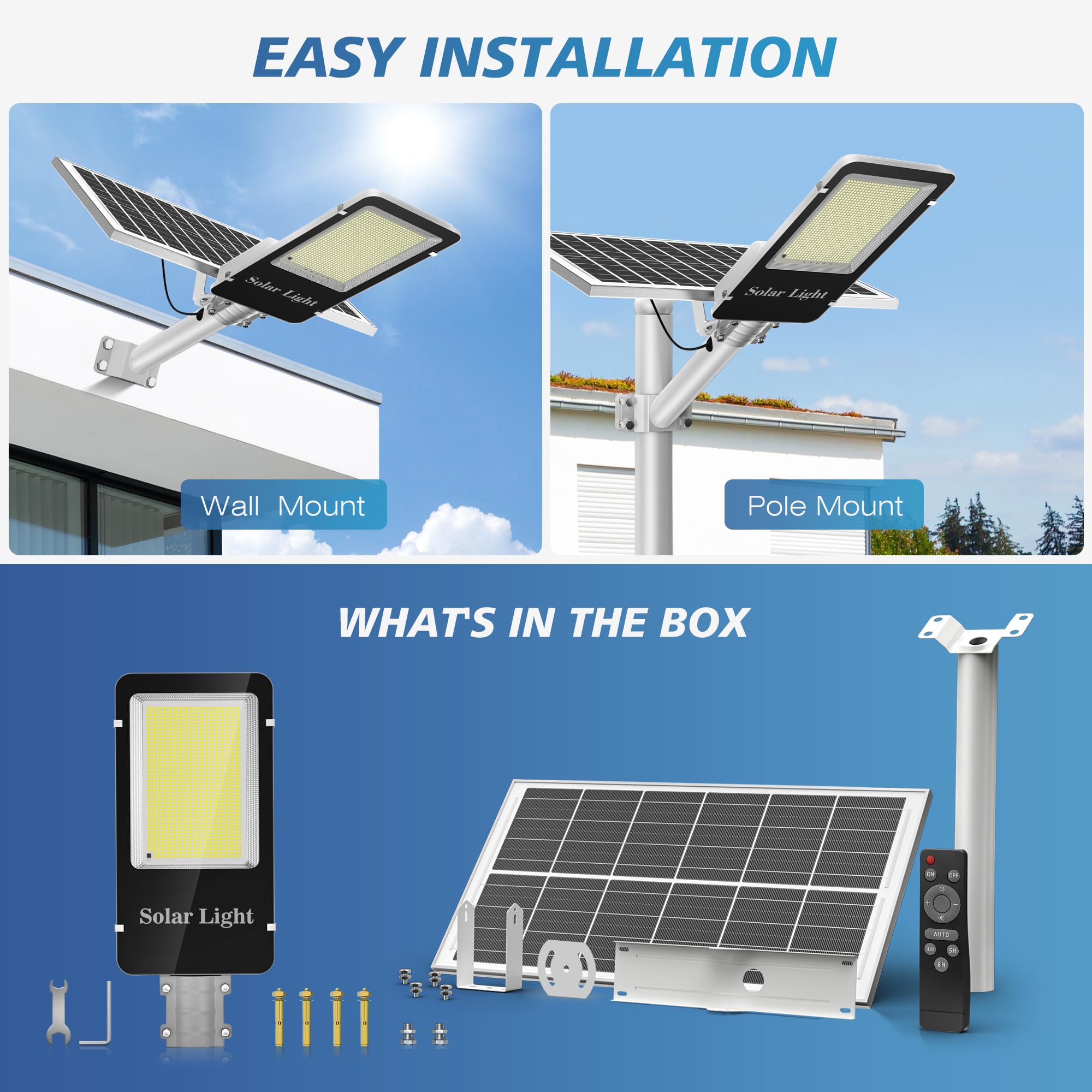 Sunwish 6000W Solar Street Lights Outdoor - 6500K LED Solar Lights for Parking Lots, Commercial Areas & Yards | IP66 Waterproof, High Brightness, Dusk to Dawn Lighting | Perfect for Pathways, Driveways & Security Lighting