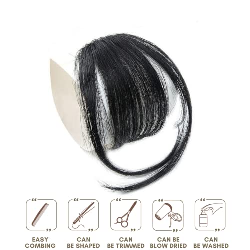 LIV'OLIV 9 Inch Clip In Curved Bang Hair Extensions for Women - Natural Black Front One Piece Fringe - Perfect for Daily Wear, Cosplay & Styling