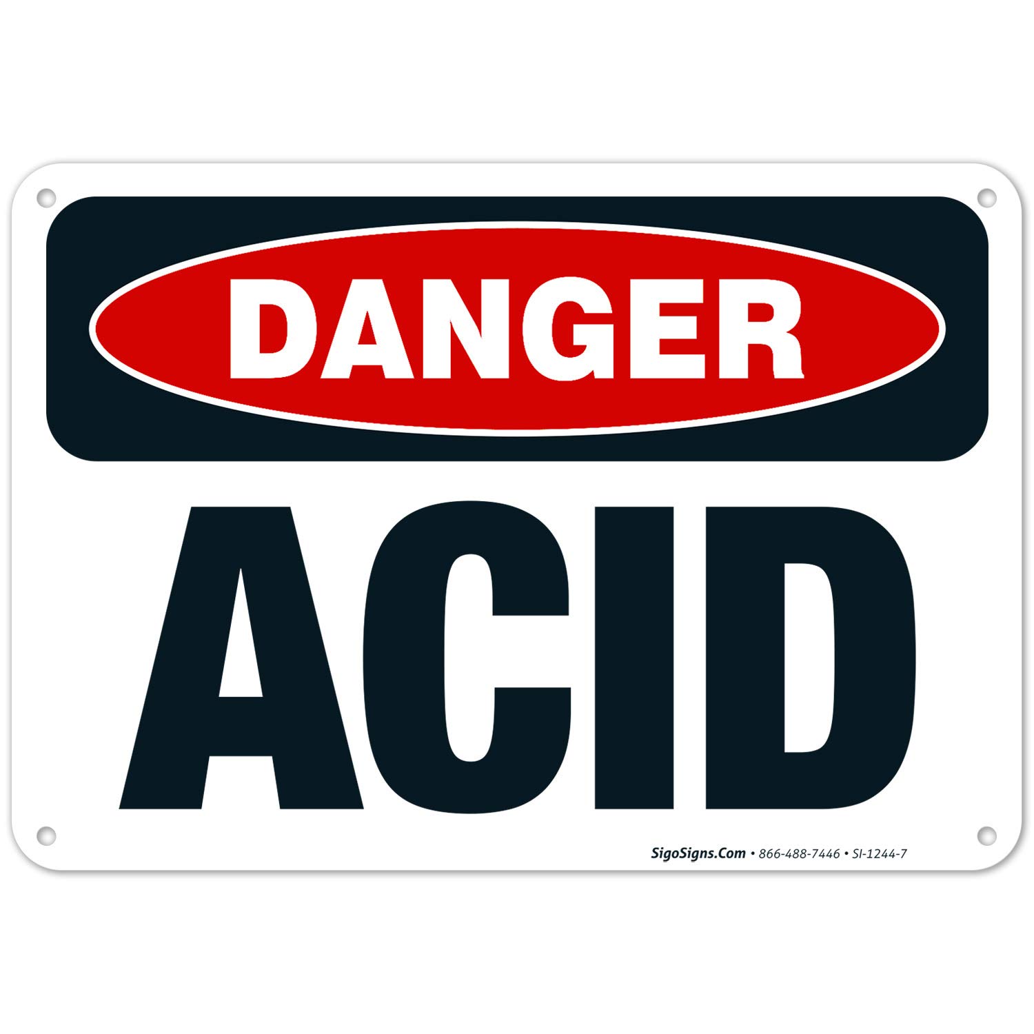 Danger Acid Sign - OSHA Compliant 10x7 Inches Rust-Free .040 Aluminum Safety Sign | Fade Resistant for Indoor & Outdoor Use | Made in USA | Ideal for Laboratories, Factories & Hazardous Areas