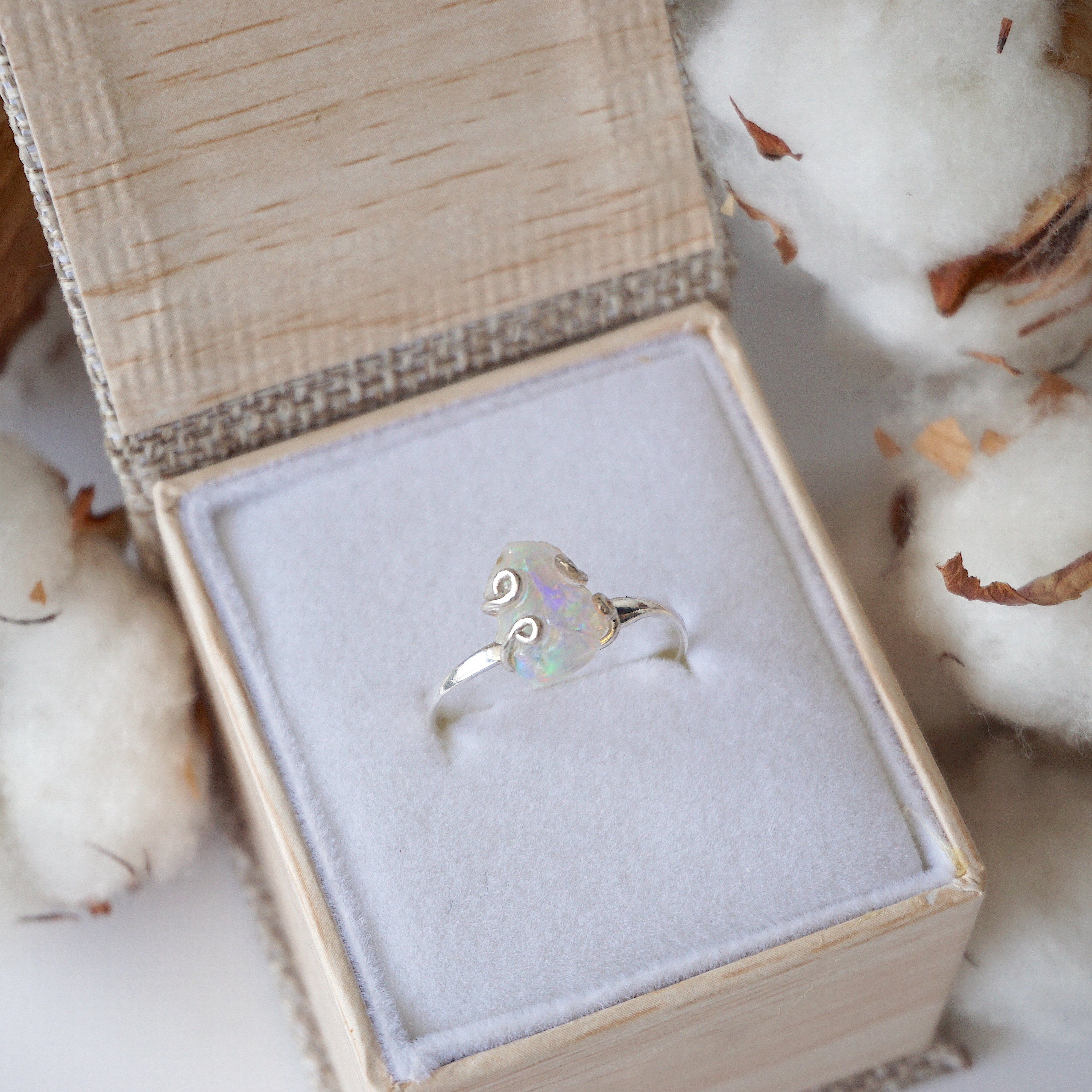 Fire Opal Sterling Silver Adjustable Ring for Women - Handmade Gemstone Jewelry for Everyday Wear & Special Occasions
