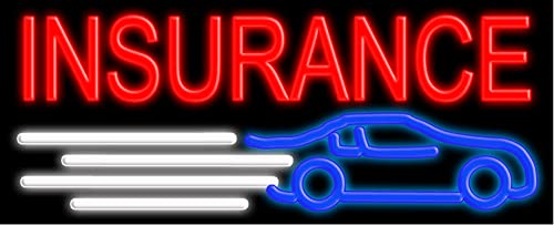 Auto Insurance Glass Neon Sign #10563 - Handcrafted in USA | Vintage Style Bar Decor, Office Sign, Man Cave Wall Art