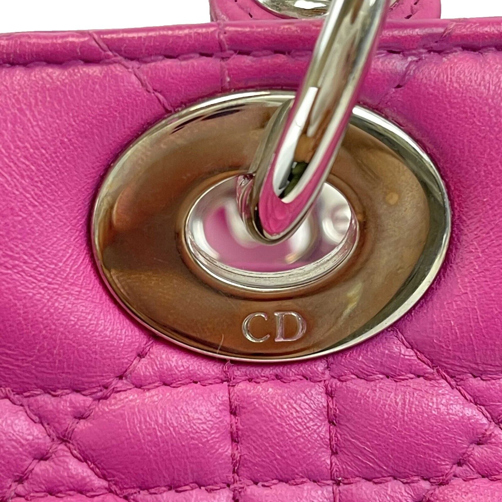 Christian Dior Lady Dior Cannage Medium Handbag in Rani Pink with Top Handle & Shoulder Strap - Perfect for Work, Evening Events & Luxury Fashion Accessories