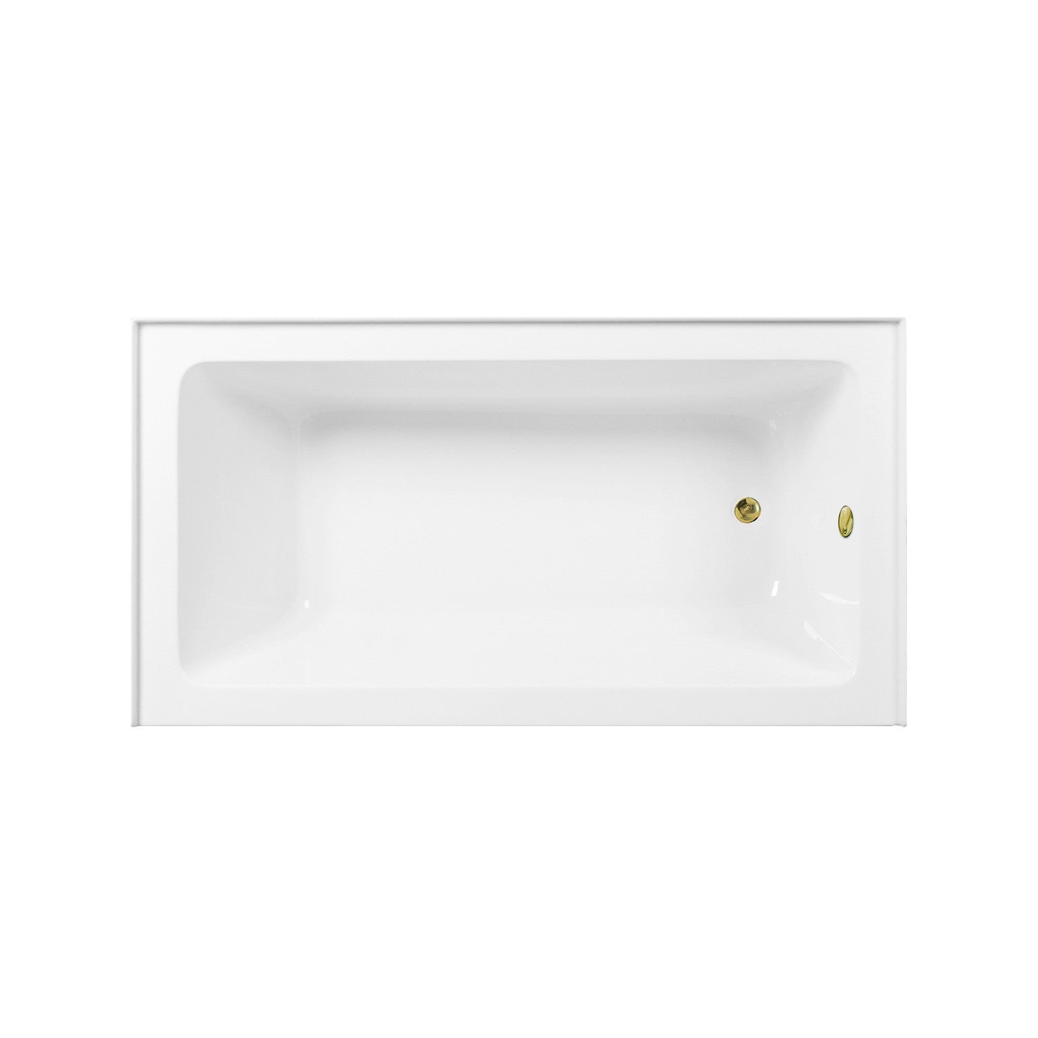 Aqua Eden 60 Inch Acrylic Rectangular 3 Wall Alcove Bathtub Combo with Waste & Overflow Drain - Glossy White/Polished Brass (Right Hand Drain) | Freestanding Soaking Tub for Modern Bathrooms, Spa-Like Relaxation at Home