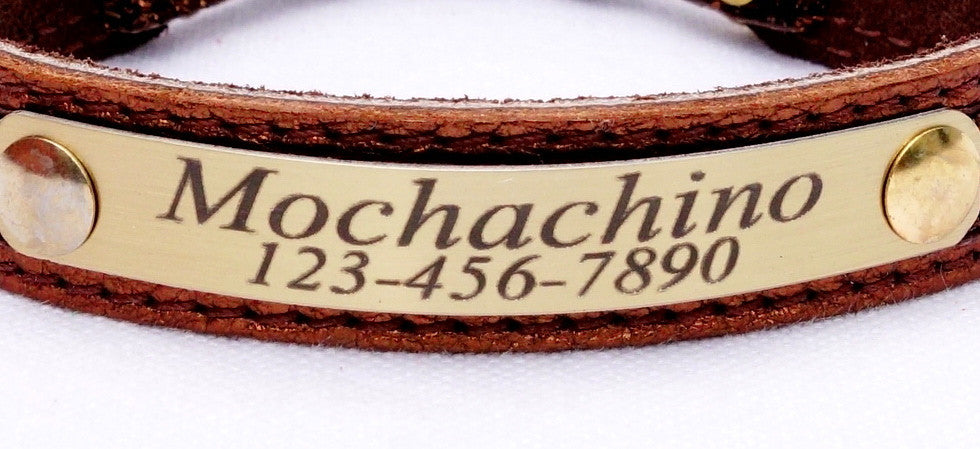 Engraved Leather Cat Collar with Suede Lining - Lightweight 5/8