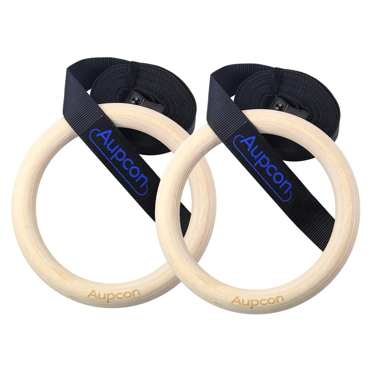 AUPCON Wood Gymnastic Rings - Olympic Gym Rings with Adjustable Straps for Strength Training, Pull Ups, Dips & Home Workouts - Perfect for CrossFit, Calisthenics & Outdoor Fitness