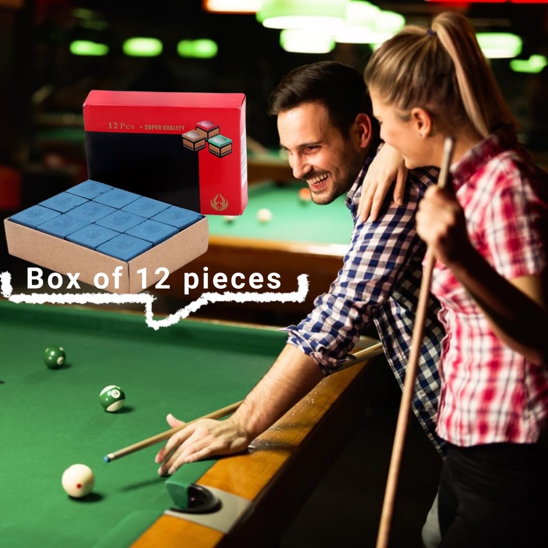 **IATAHI Premium Blue Pool Chalk Box - 12 Pieces, Non-Slip Billiard Cue Chalk for Smooth Shots - Perfect for Pool Tables, Bars, and Professional Tournaments**