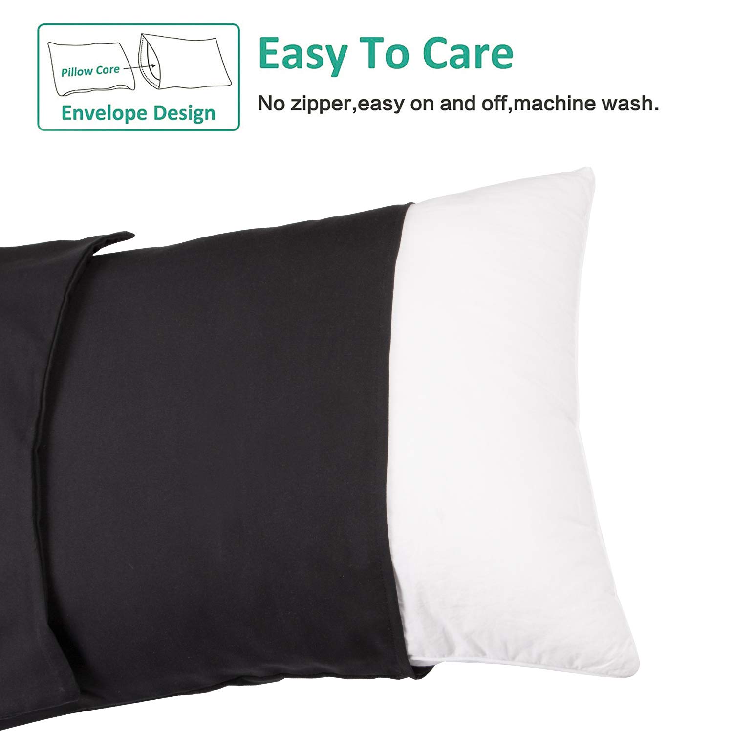 Premium Black Microfiber Pillowcases & Shams - 20x26 Inches Standard Size - Soft Hypoallergenic Bedding Set for Home, Hotel, or Travel Use