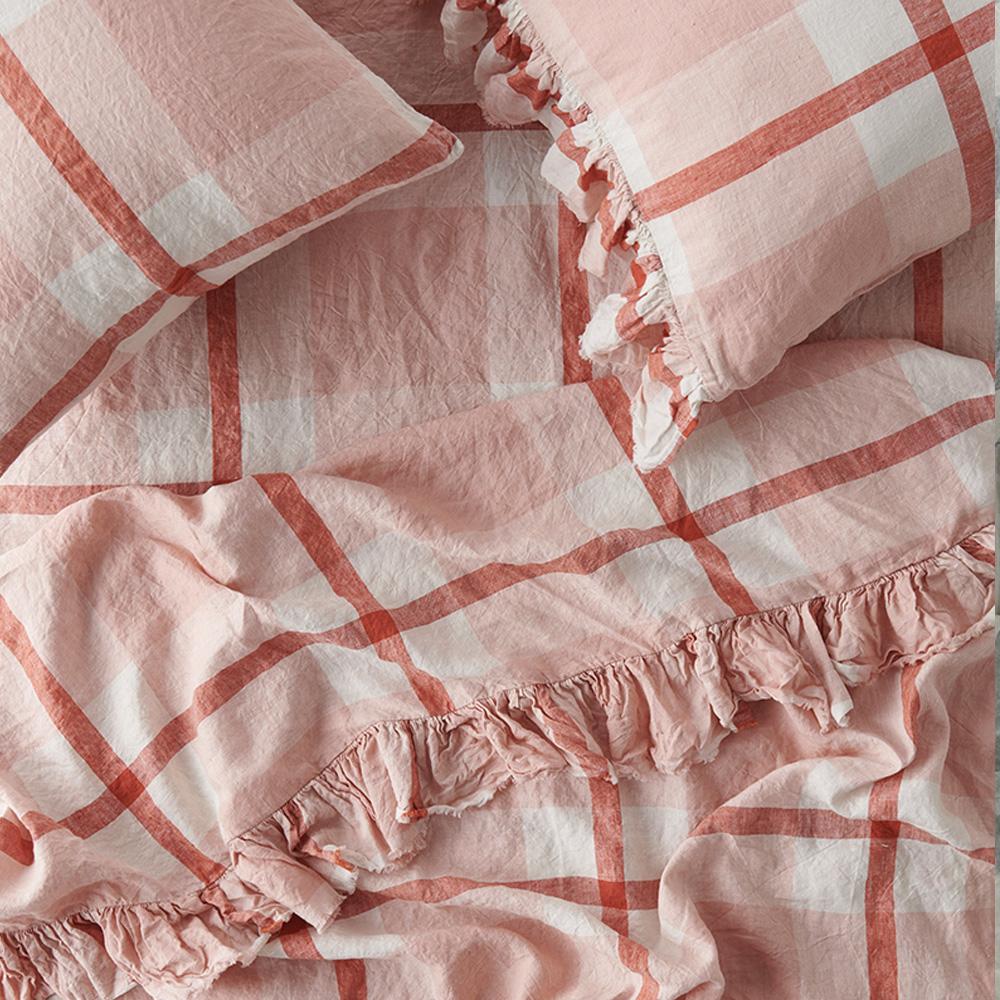 100% Linen Ruffle Flat Sheet - Soft & Breathable Bed Sheet for Comfortable Sleep - Perfect for Master Bedroom, Guest Room & Luxury Hotels
