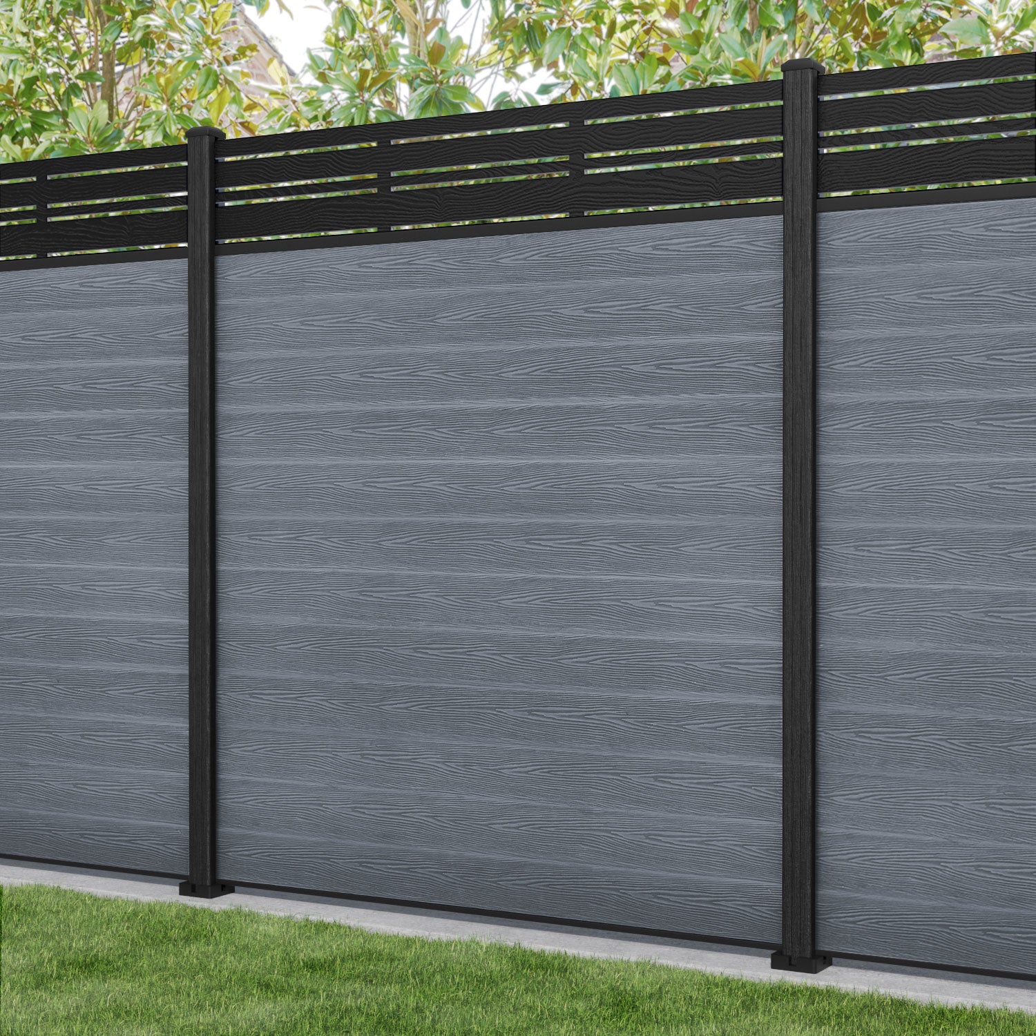 Classic Linea Fence Panel - Anthracite Grey Composite Fencing with Durable Posts | Perfect for Backyard Privacy, Garden Borders & Pool Safety Fencing