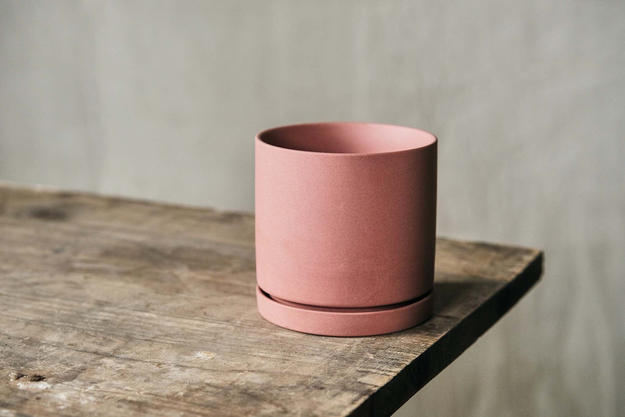 Matte Ceramic Pot and Saucer Set - 8cm Diameter, Dusty Pink - Perfect for Succulents, Small Plants, and Home Decor