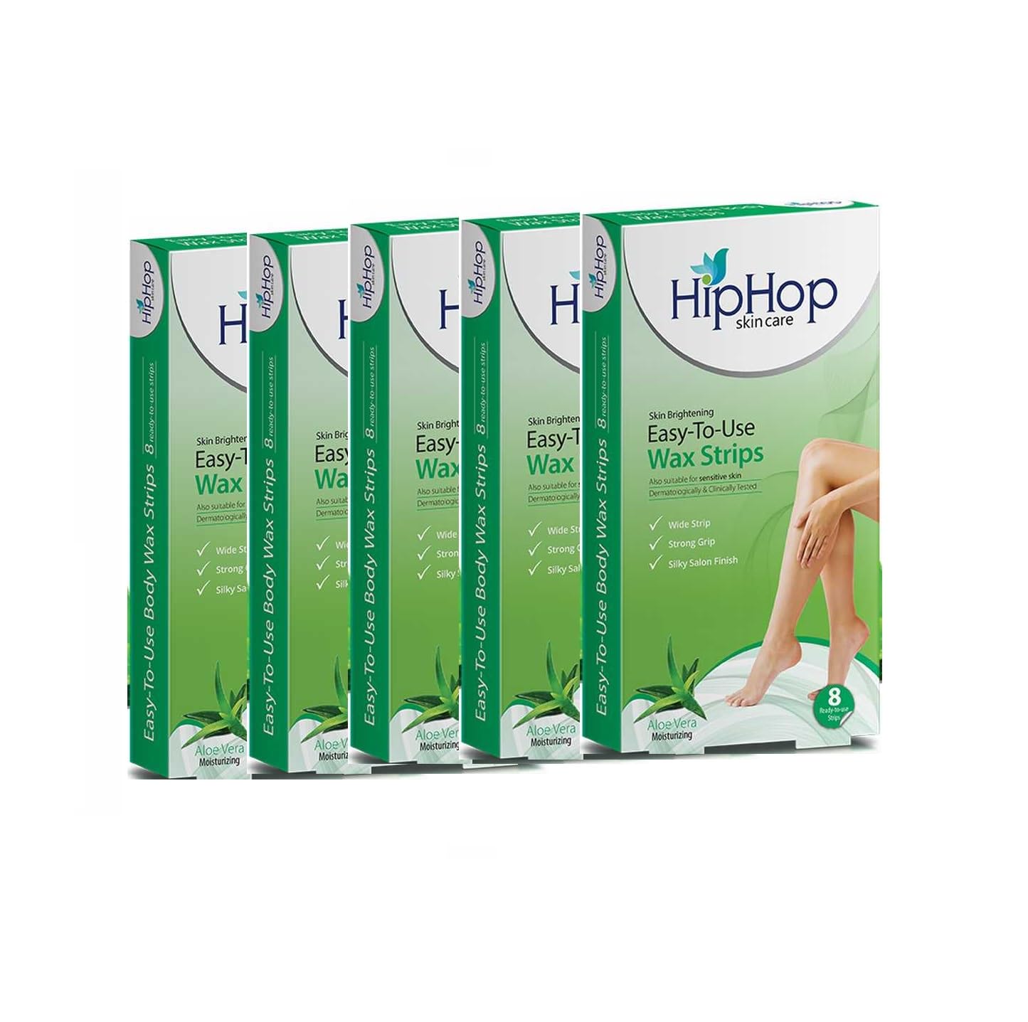 Organic Aloe Vera Wax Strips for Women - 40 Strips (Set of 5) | Painless Hair Removal for Legs, Bikini & Underarms | Hypoallergenic Body Waxing Kit for Smooth Skin | Perfect for Home Spa & Pre-Party Grooming