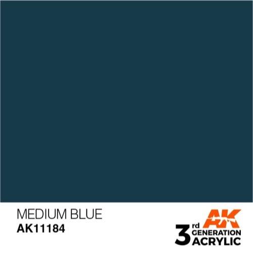 AK Interactive AK11184 Medium Blue Acrylic Paint - 17ml Bottle (3rd Generation) for Scale Model Building, Miniature Painting & DIY Crafts