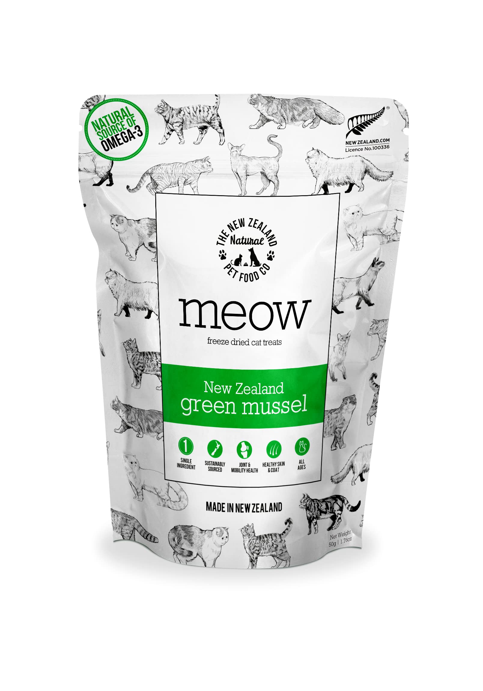Freeze Dried Cat Treats with NZ Green Mussel - High Protein Healthy Snacks for All Life Stages - Perfect for Training & Rewards