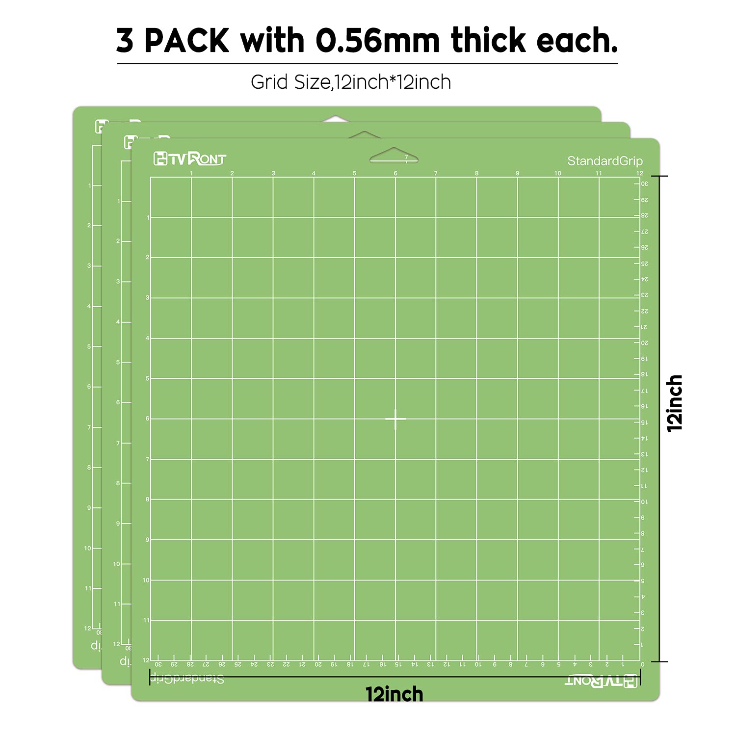 HTVRONT Standard Grip Cutting Mat 12x12 - 3 Pack for Cricut Maker 3, Maker, Explore 3, Air 2, One - Self-Healing Quilting Mats with Adhesive Surface - Perfect for Vinyl Cutting, Paper Crafts, Scrapbooking & DIY Projects