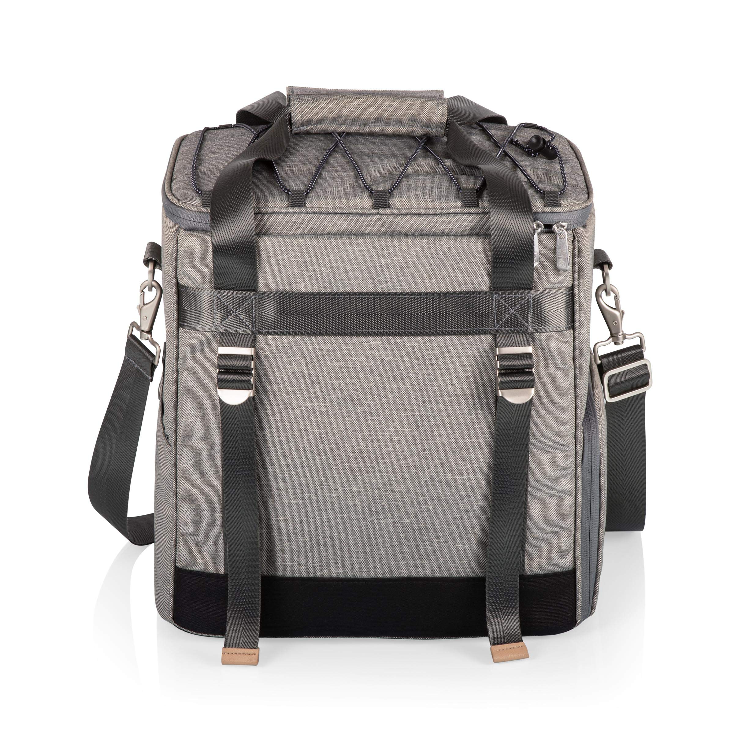 PICNIC TIME PT-Frontier Insulated Picnic Cooler Tote Bag with Picnic Set - Portable Soft Cooler for Beach, Camping & Outdoor Activities (Heathered Gray)