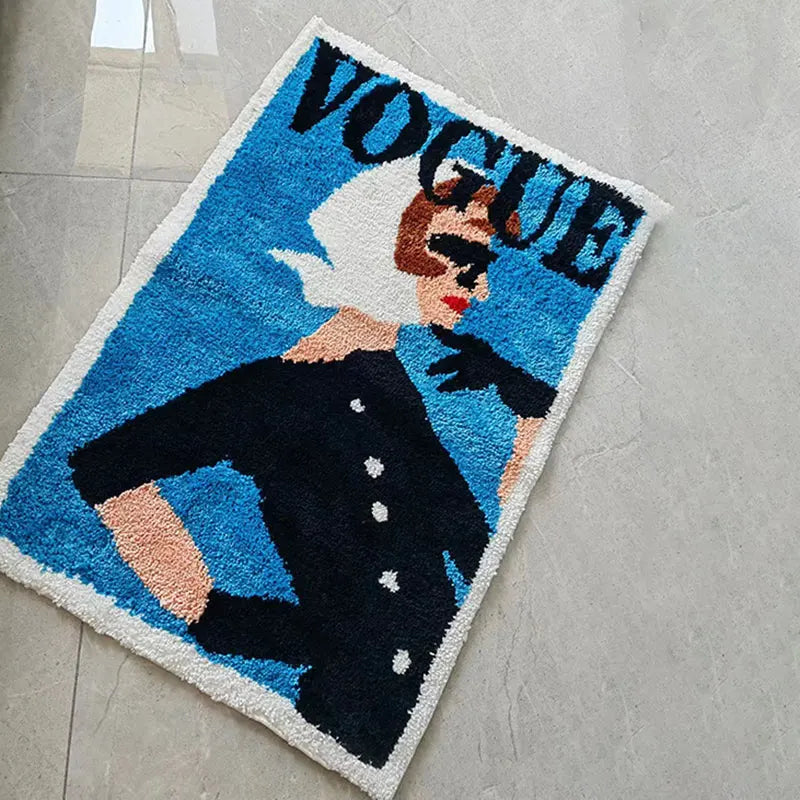 Stylish A La Mode Magazine Tufted Rug - Soft Bohemian Chic Home Decor for Living Room, Bedroom & Office