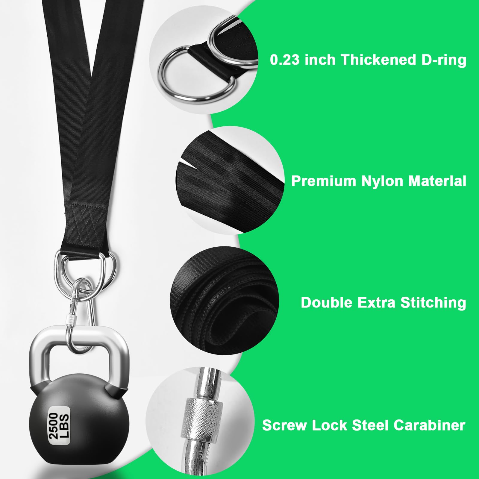 Heavy Duty Tree Swing Hanging Straps Kit - 2000 lbs Capacity, 8ft Extra Long Straps with Locking Carabiner Hooks for Tree Swings & Hammocks - Includes Carry Pouch for Easy Installation & Outdoor Camping, Backyard Fun, Kids Playground