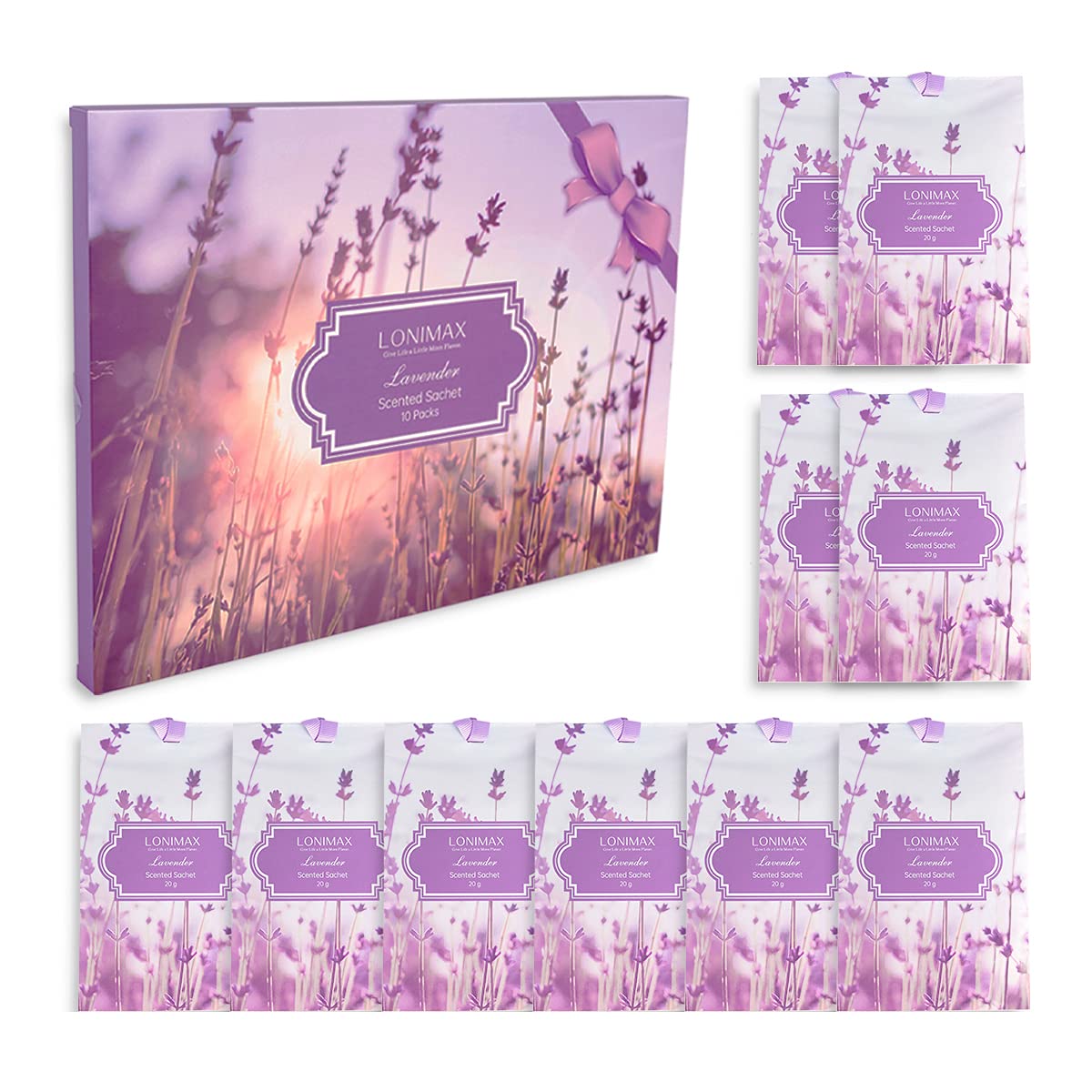 10 Pack Lavender Sachet Bags for Drawers, Closets & Cars - Natural Potpourri Air Freshener for Wardrobe, Car Trunk & Home Fragrance | Closet Deodorizer & Aromatherapy Scent Bags (Lavender) - Perfect for Bedroom, Bathroom & Linen Storage