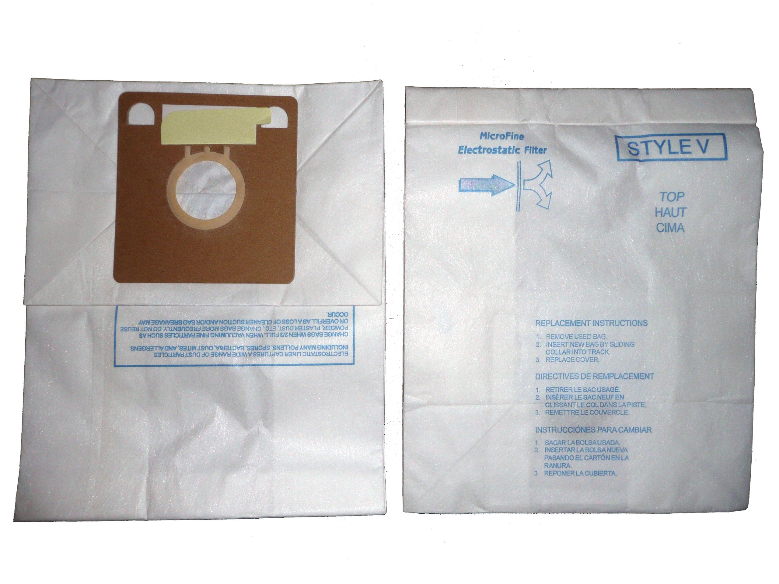 Eureka Allergy Style V Vacuum Bags - 3 Pack - Compatible with Power Team, Powerline, Canisters & World Vac Models 3800, 3900, 6700, 6800, 6865, 8000, 8200, 8900, 52358, 52358-12, 576898-12 - Perfect for Home Cleaning System & Allergy Relief