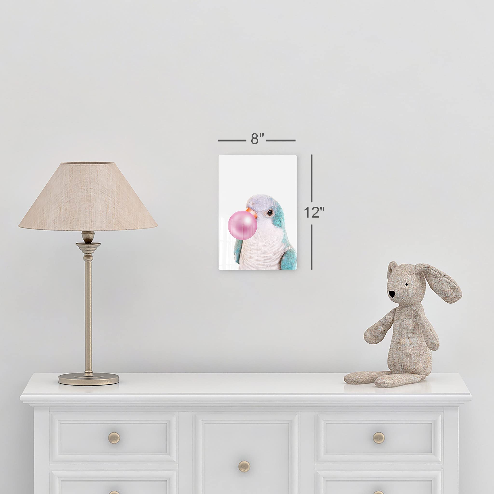 Smile Art Design Monk Parakeet Quaker Parrot Chewing Bubble Gum Metal Wall Art Print - Pet Bird Lover Gift, Animal Pop Art Decor for Living Room, Bedroom, Nursery (40x30 Inches) - Perfect for Home, Office & Kids Room Wall Decoration