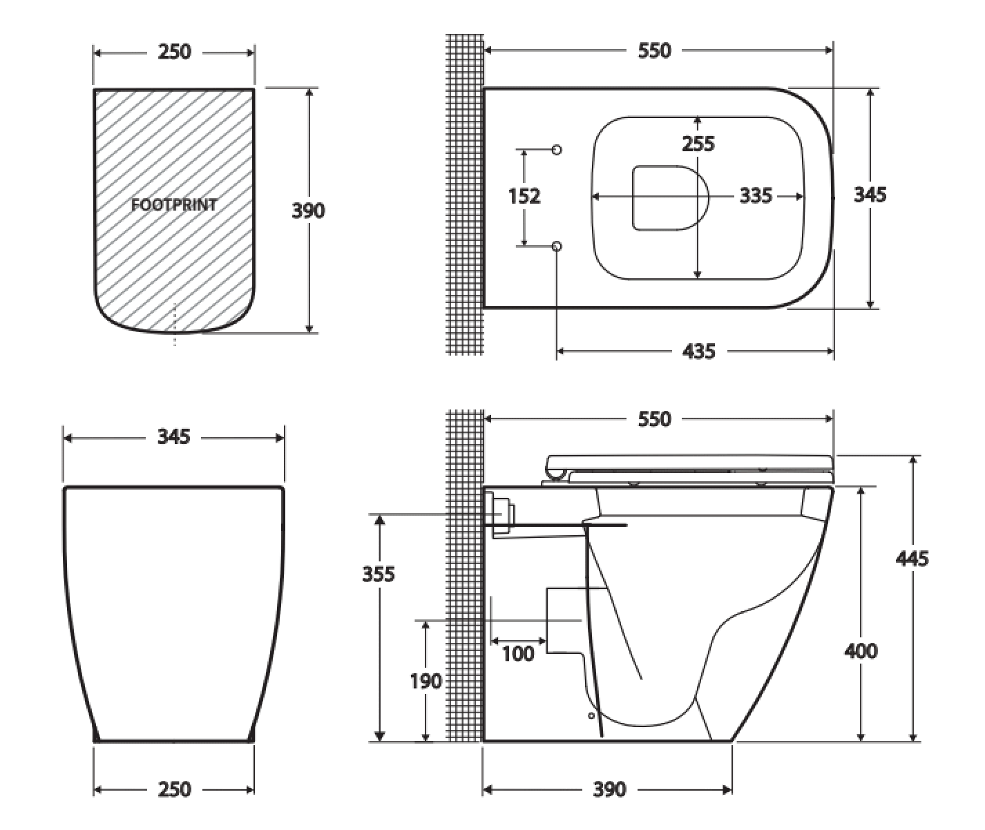 Fienza Rak Caroline Wall Faced Suite - Modern Bathroom Vanity Set with Sink & Mirror | Perfect for Small Bathrooms, Powder Rooms & Apartment Renovations