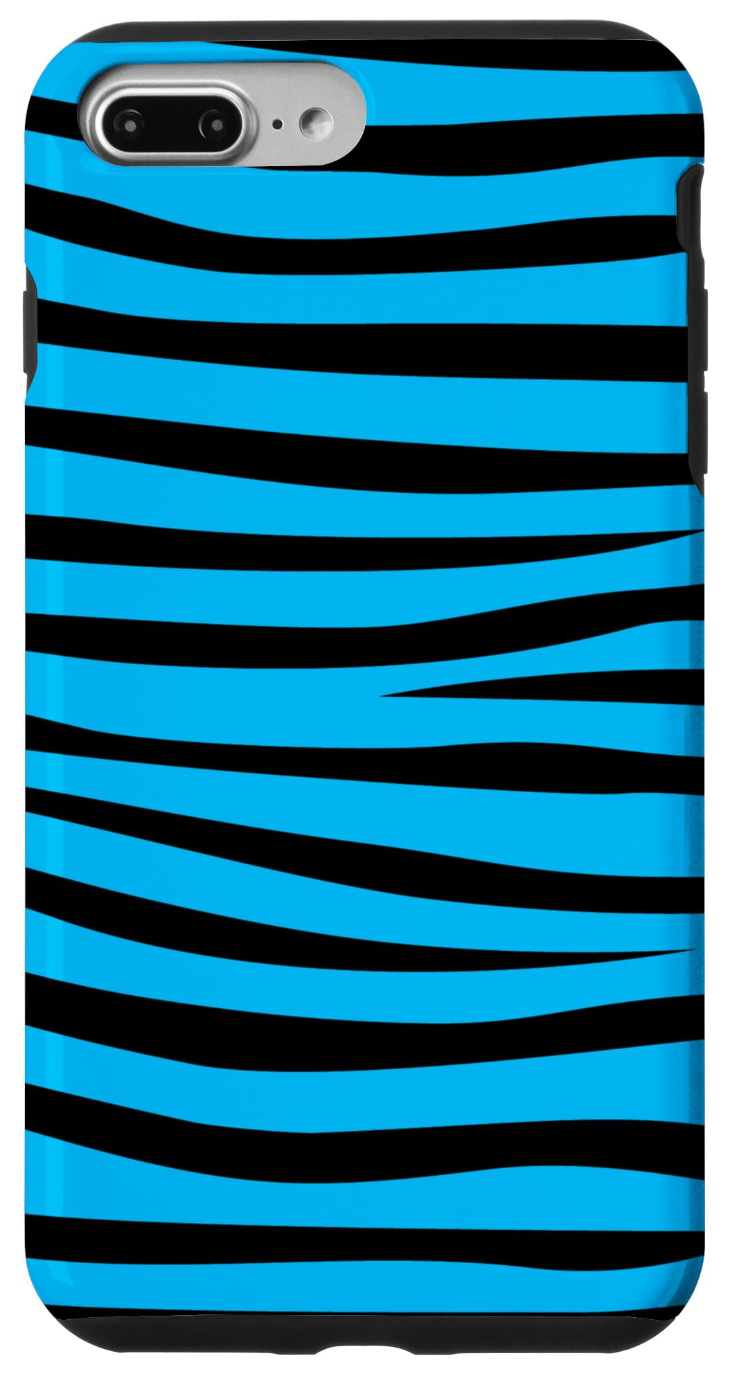 iPhone 7 Plus/8 Plus Cute Blue Striped Zebra Print Phone Case - Stylish Animal Design for Women, Perfect for Everyday Use & Travel