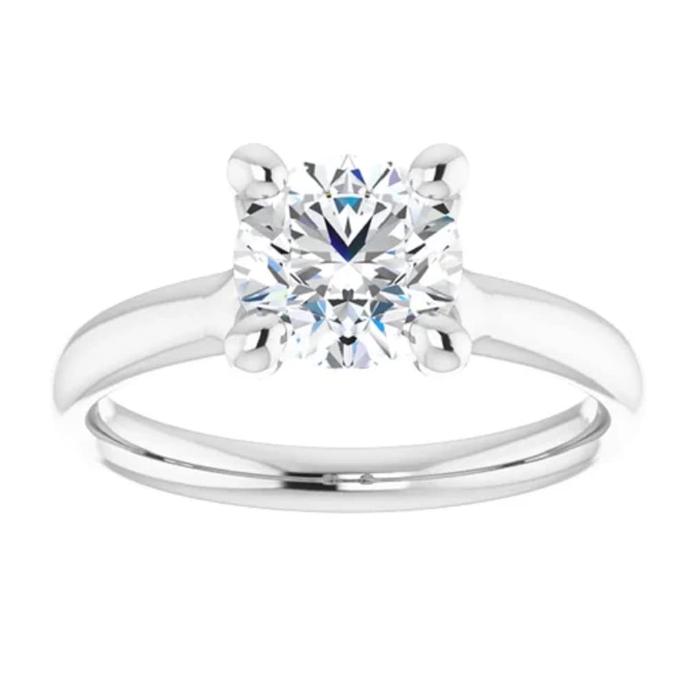10K Solid White Gold Handmade Engagement Ring - 1.0 CT Round Cut Moissanite Diamond Solitaire Wedding Band for Women - Perfect for Proposals, Anniversaries & Bridal Jewelry Gifts