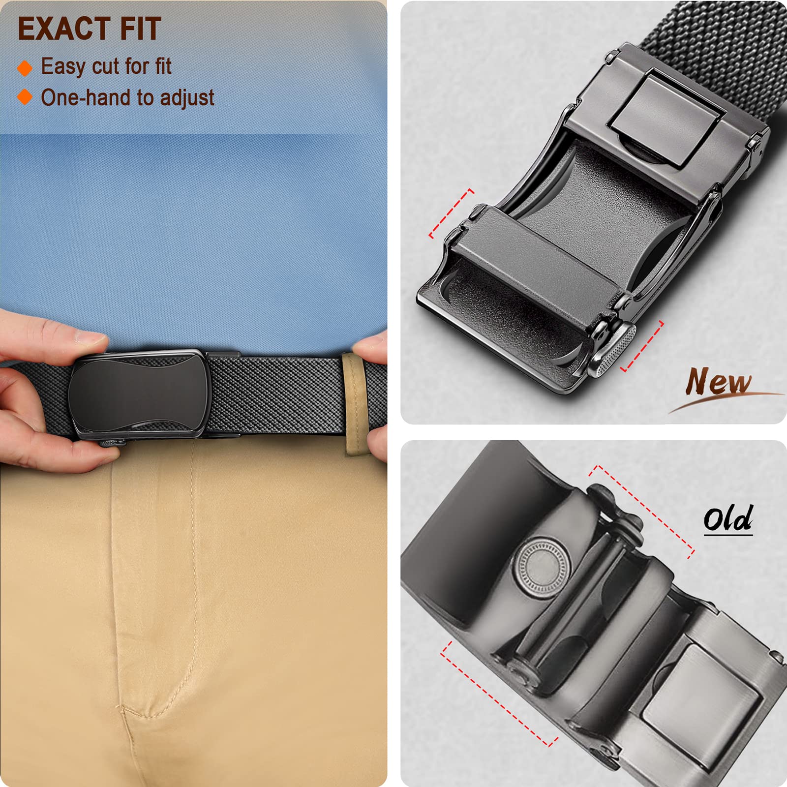 BULLIANT Men's Golf Belt - Stretch Nylon Ratchet Belt for Golf & Hiking