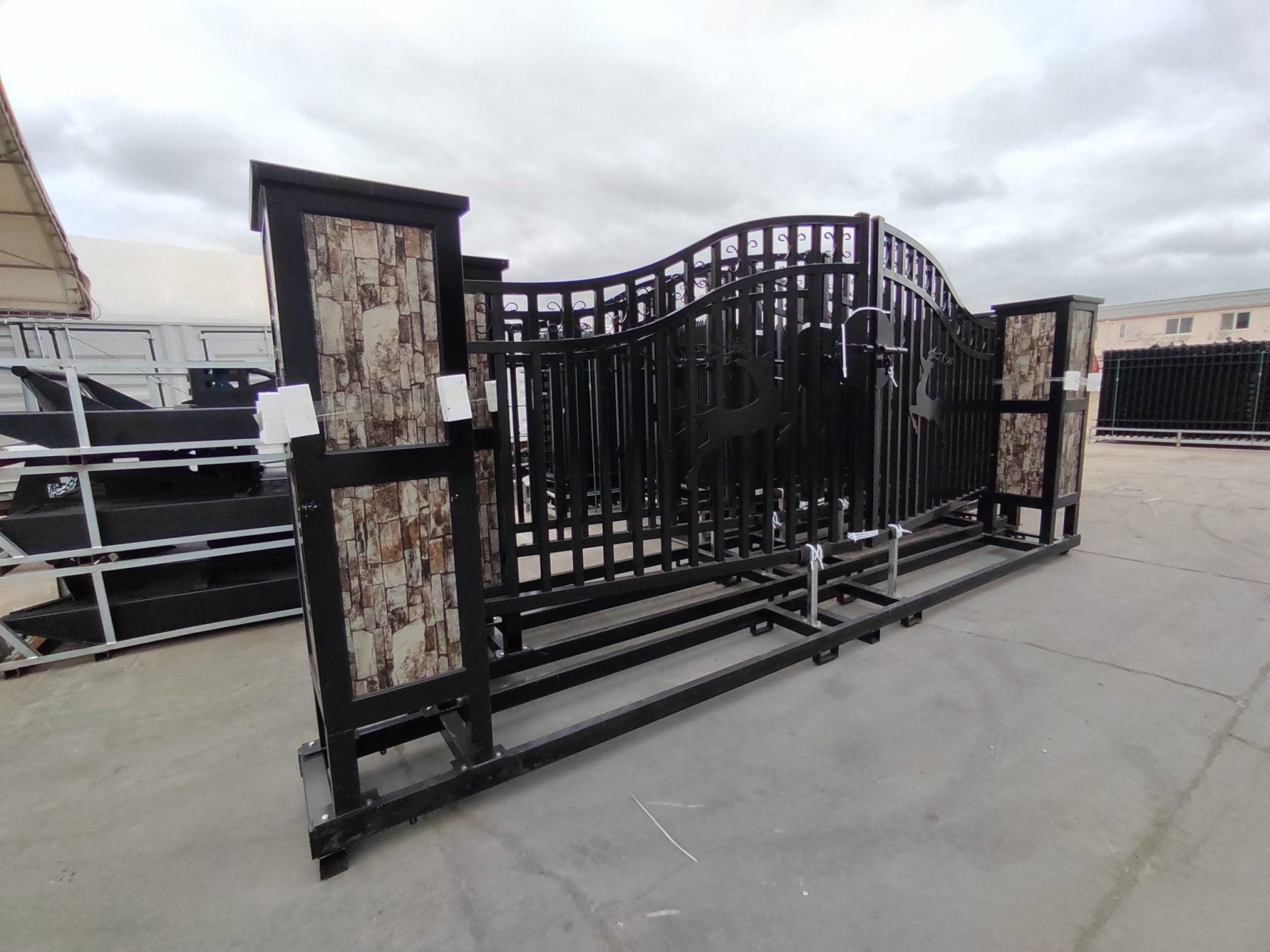 20 FT Bi-Parting Wrought Iron Farm Gate - Heavy Duty Driveway Entrance for Rural Properties | Perfect for Farms, Ranches & Estate Security