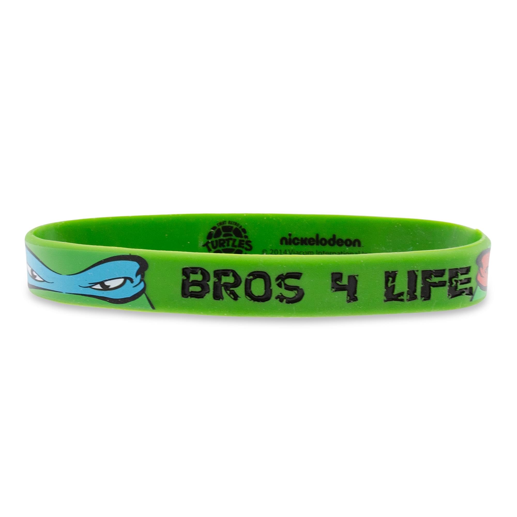 Teenage Mutant Ninja Turtles Bros 4 Life Green Rubber Bracelet 2-Pack - TMNT Friendship Bracelets for Fans, Cosplay & Comic Con Accessories