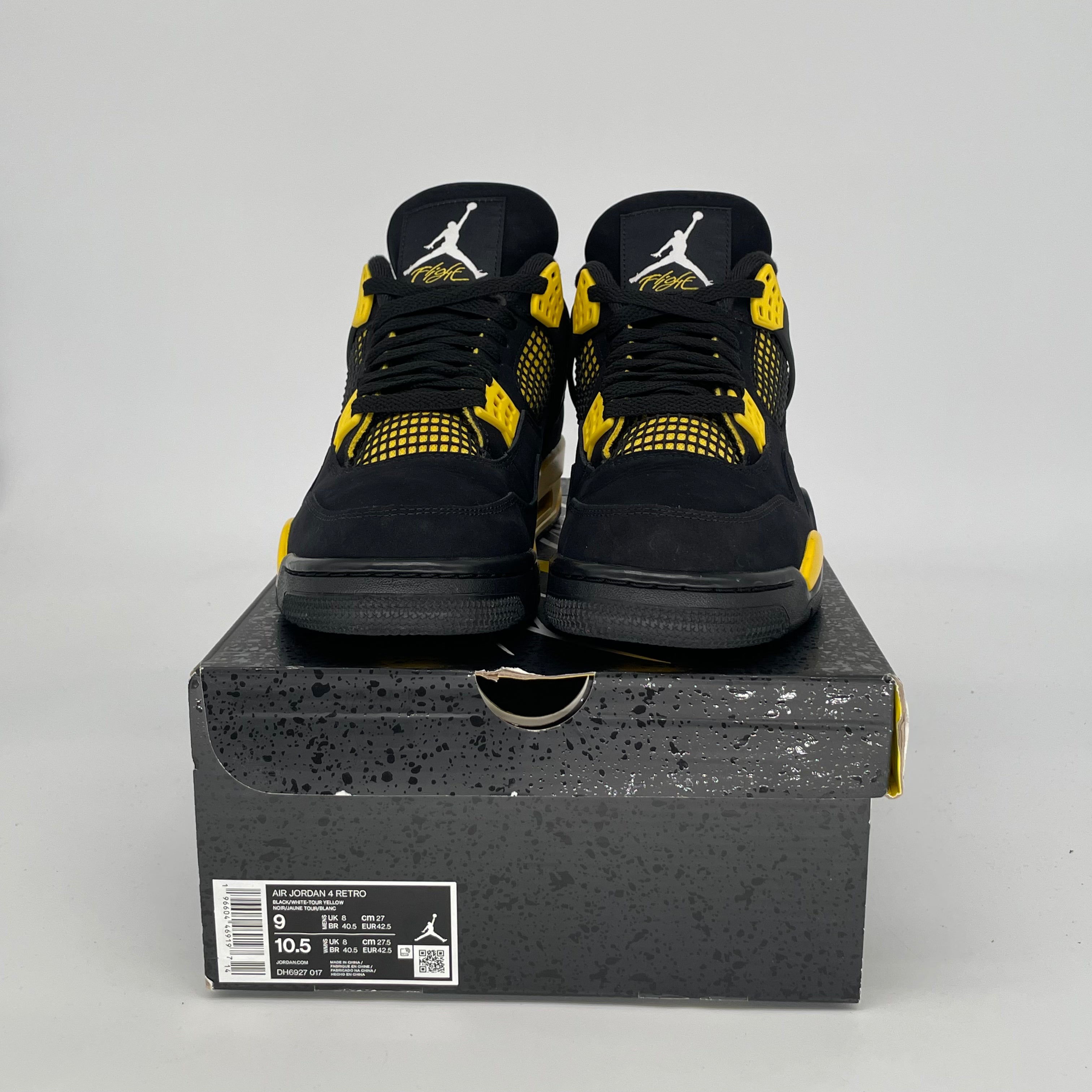 AIR JORDAN 4 THUNDER Retro Sneakers - Men's Size 9/Women's Size 10.5 - Style Code DH6927-017 - Perfect for Basketball, Streetwear & Sneaker Collection