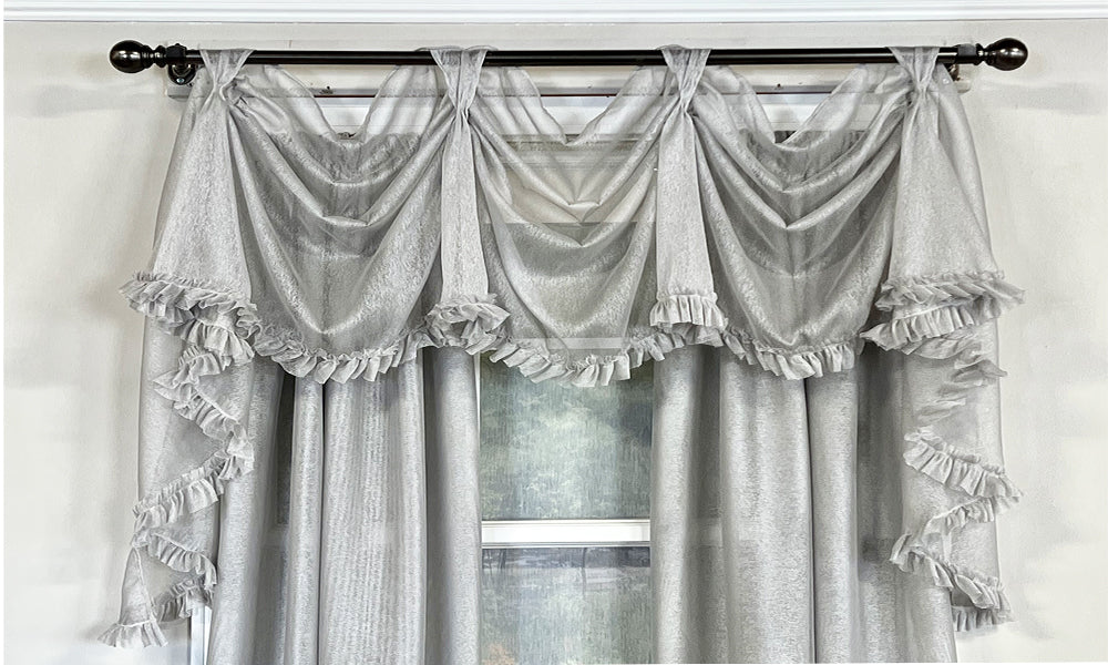 Shabby Chic Ruffled Victory Swag Curtains - Elegant Vintage Lace Window Drapes for Bedroom, Living Room & Wedding Decor