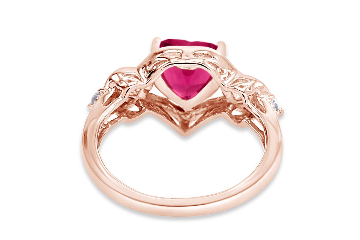 AFFY Sterling Silver & 14K Gold Plated Diamond & Heart Ruby Ring (1.88 CTTW) - Elegant Gift for Valentine's Day, Anniversary & Special Occasions