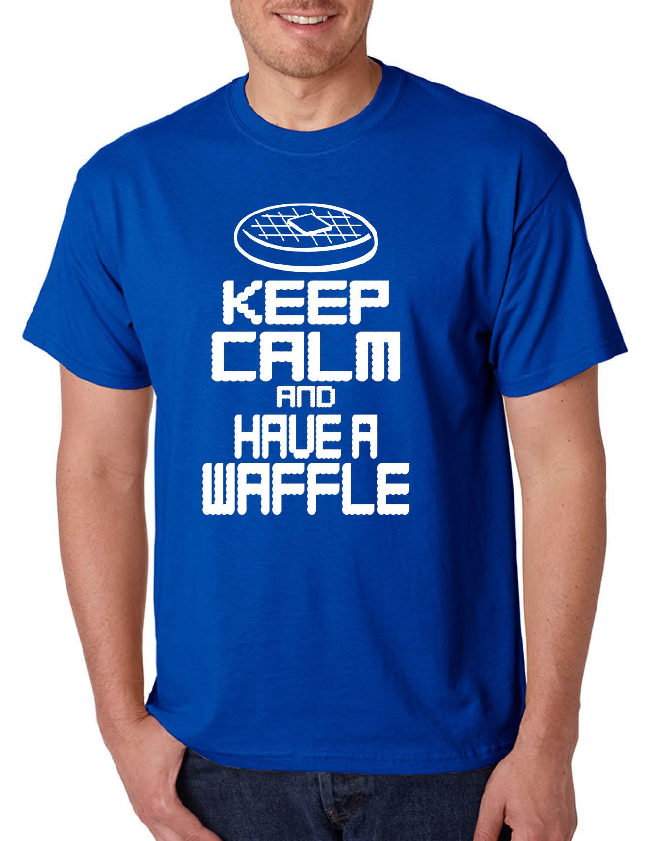 ALLNTRENDS Men's Keep Calm and Have A Waffle Day T-Shirt - Funny Food Graphic Tee for Casual Wear & Breakfast Lovers
