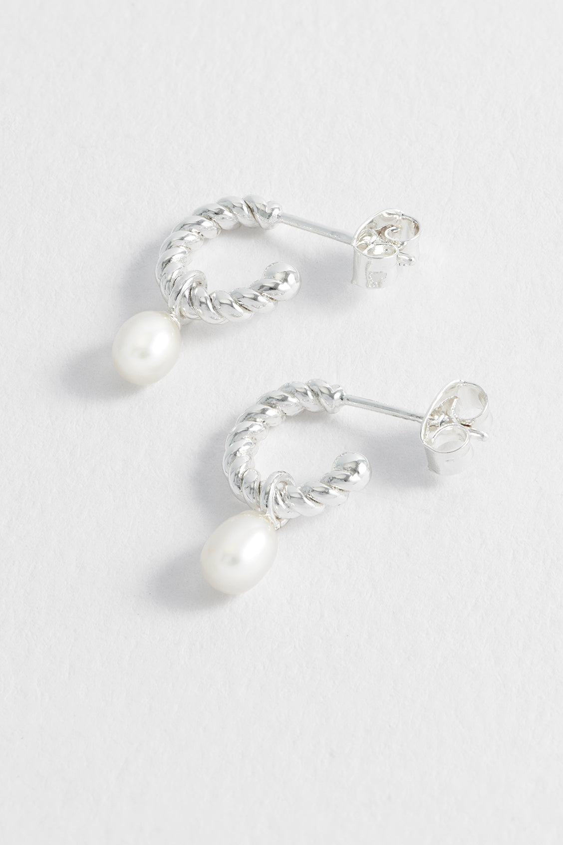 Elegant Pearl Drop and Twist Hoop Earrings for Women - Sterling Silver Dangle Earrings for Party, Wedding & Everyday Wear
